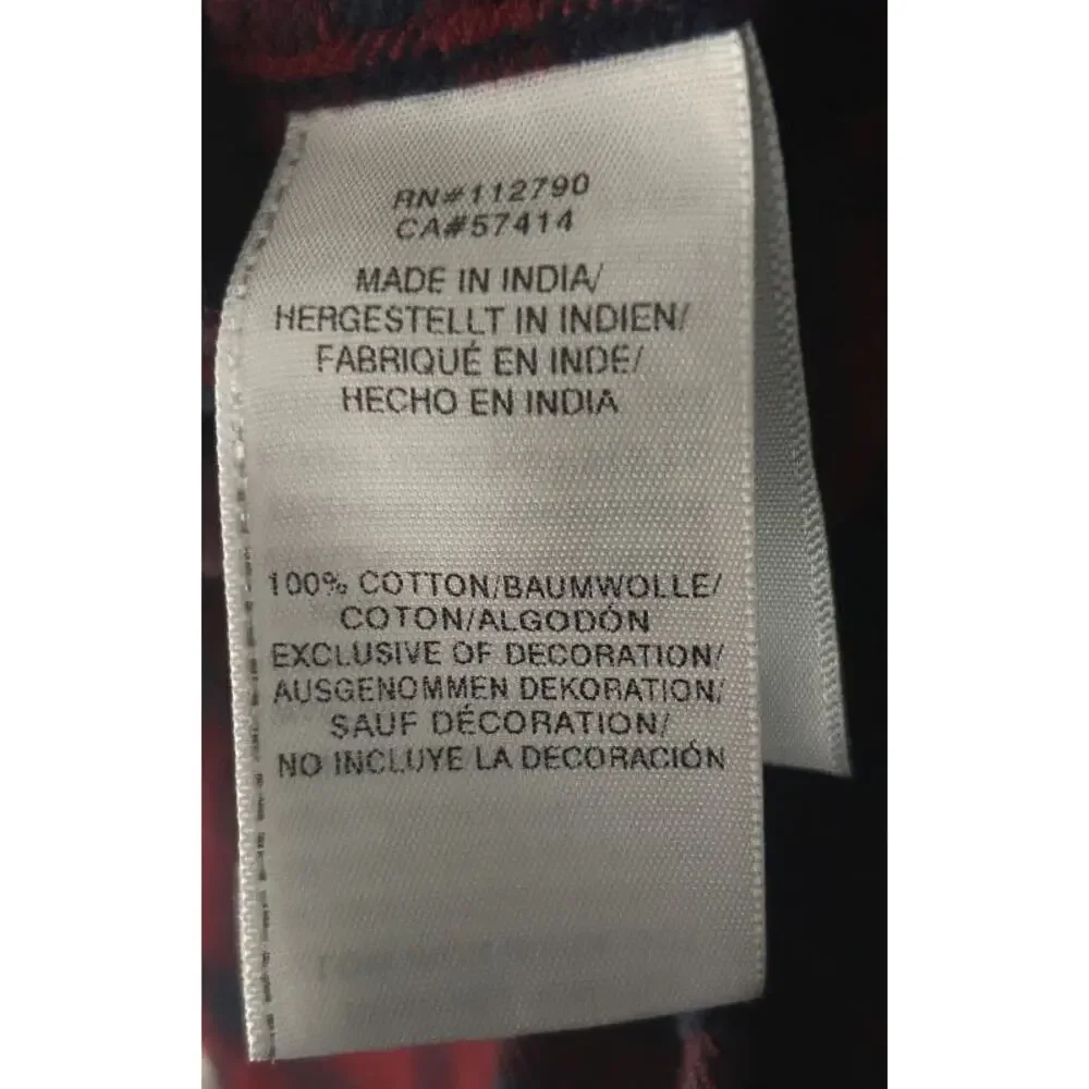 True Religion Red & Black Plaid Short Sleeve Button Down Flannel Shirt Men's XL